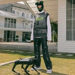 TAKA ORIGINAL [ ETERNET 001 ] GLITCH PATTERN LOGO KINT VEST NEW ARRIVALS