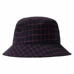 STUSSY BASIC PLAID BUCKET HAT NAVY