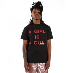 PLEASURES - A GIRL IS A GUN T SHIRT BLACK NEW ARRIVALS