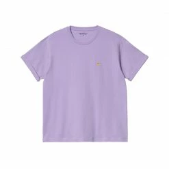 NEW ARRIVALS CARHARTT W' S/S CHASE T-SHIRT - SOFT LAVENDER/GOLD