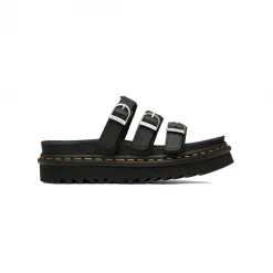 Dr.martens DR. MARTENS - BLAIRE SLIDE BLACK LEATHER SANDALS NEW ARRIVALS