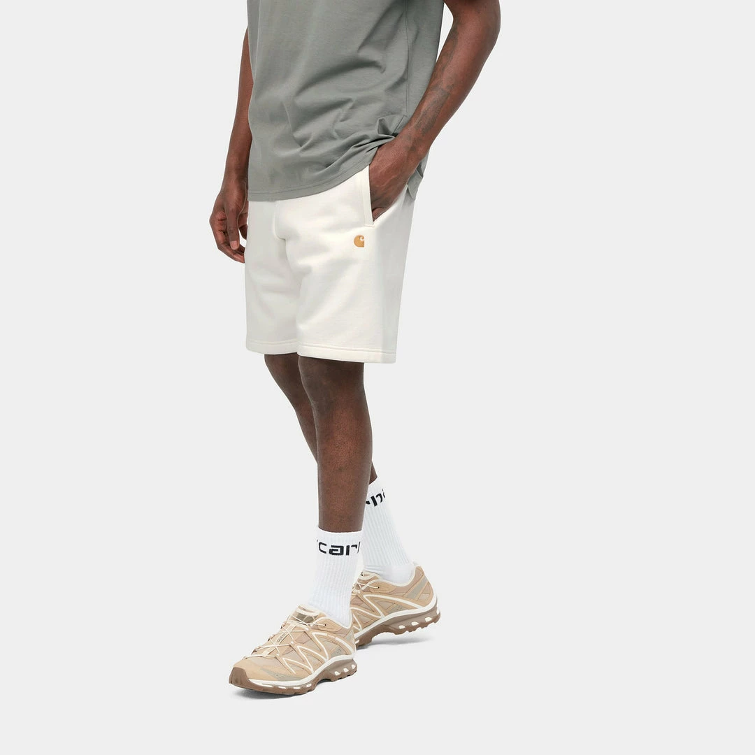 NEW ARRIVALS CARHARTT WIP CHASE SWEAT SHORT - WAX & GOLD 4 NEW ARRIVALS CARHARTT WIP CHASE SWEAT SHORT - WAX & GOLD