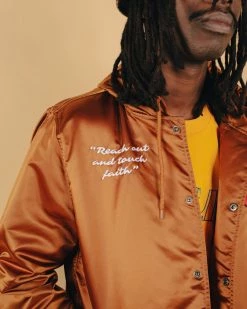 NEW ARRIVALS PLEASURES BERLIN SATIN COACHES JACKET CARAMEL