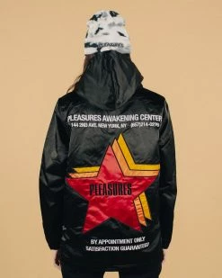 PLEASURES BERLIN SATIN COACHES JACKET BLACK