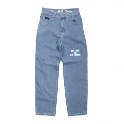 HANNIBAL SPECIALS HANNIBAL STORE DENIM “GET FREE OR DIE TRYING” BLEACHED