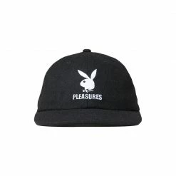 PLAYBOY X PLEASURES - WOOL STRAPBACK HAT BLACK NEW ARRIVALS