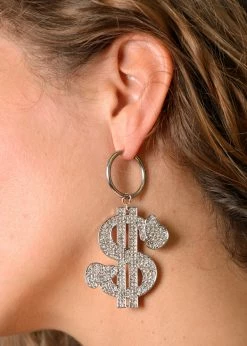 NAMILIA D-DOLLAR MINI HOOP EARRINGS SILVER
