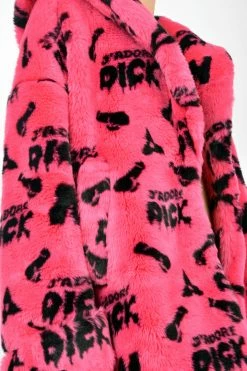 NAMILIA J’ADORE DICK MONOGRAM FAUX FUR LONG JACKET