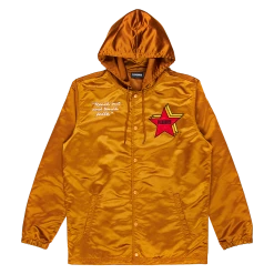 NEW ARRIVALS PLEASURES BERLIN SATIN COACHES JACKET CARAMEL