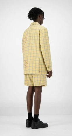 APPAREL DAILY PAPER YELLOW CHECK KEANY BLAZER