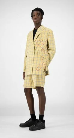 APPAREL DAILY PAPER YELLOW CHECK KEANY BLAZER