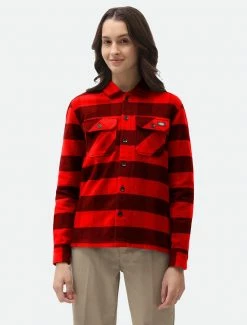DICKIES WOMEN NEW SACRAMENTO SHIRT RED