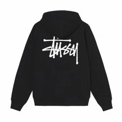 STUSSY UNISEX BASIC ZIP HOODIE - BLACK NEW ARRIVALS