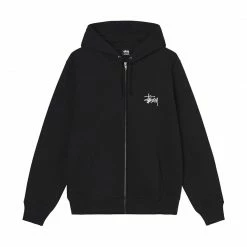 STUSSY UNISEX BASIC ZIP HOODIE - BLACK NEW ARRIVALS