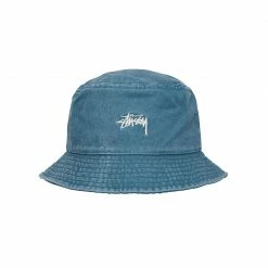 STUSSY UNISEX WASHED STOCK BUCKET HAT - LAGUNA BLUE