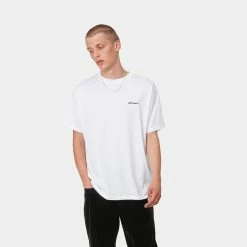 CARHARTT S/S SCRIPT EMBROIDERY T-SHIRT WHITE/BLACK NEW ARRIVALS